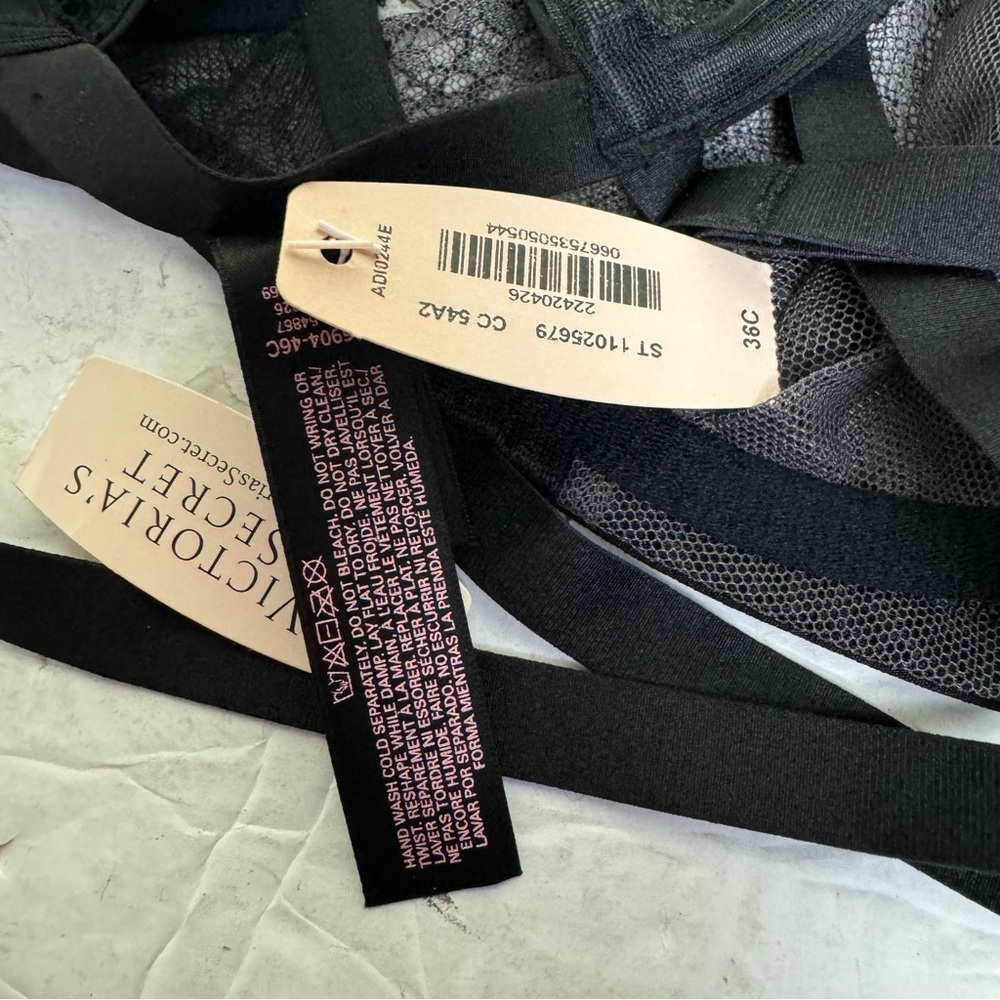 Victorias Secret NEW Lace Sheer Sexy Demi Balconette Bra Strappy Zip Underwire - Picture 7 of 16